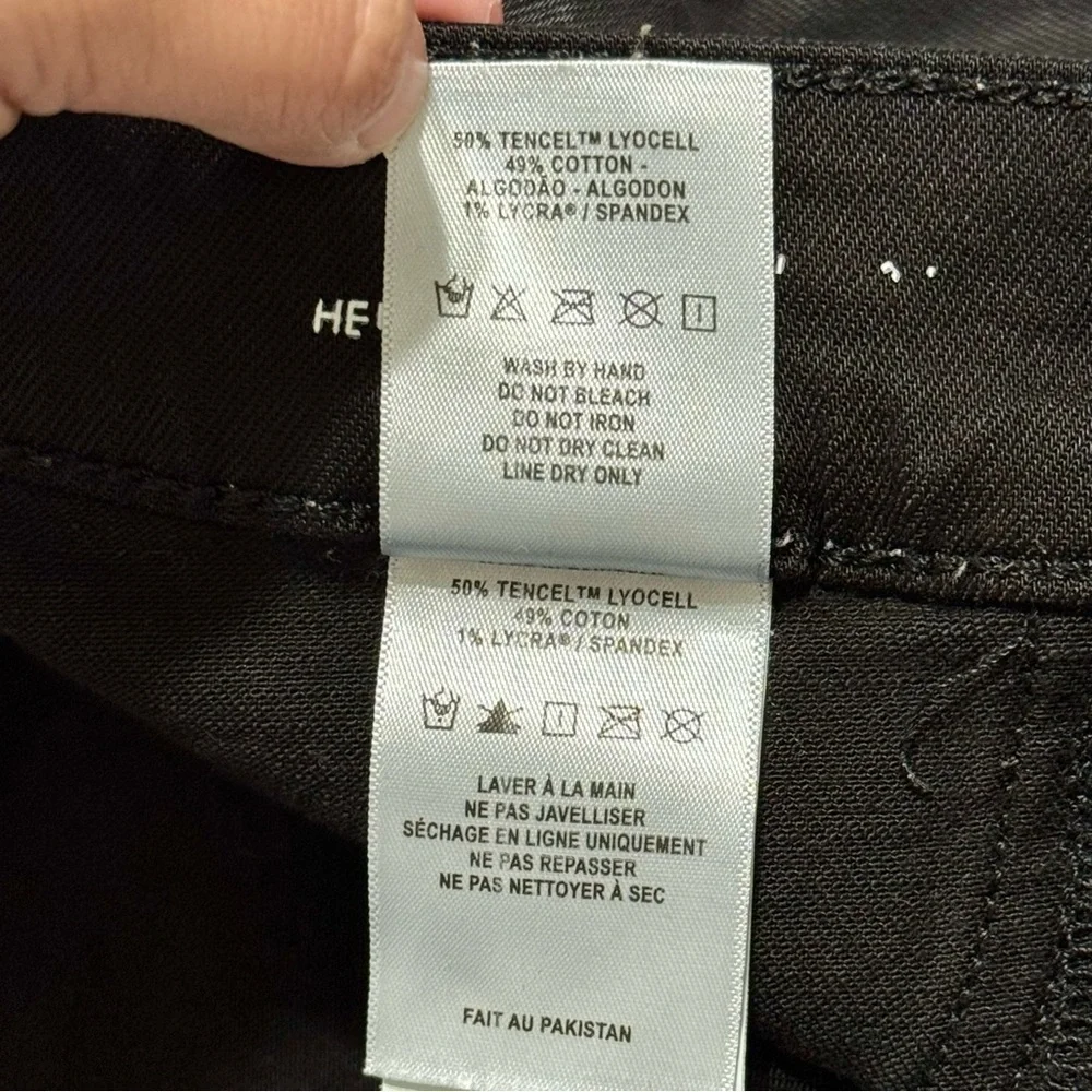 DL1961 Hepburn Wide Leg High Rise Vintage Black Coated Cargo Jeans Pants Sz 33